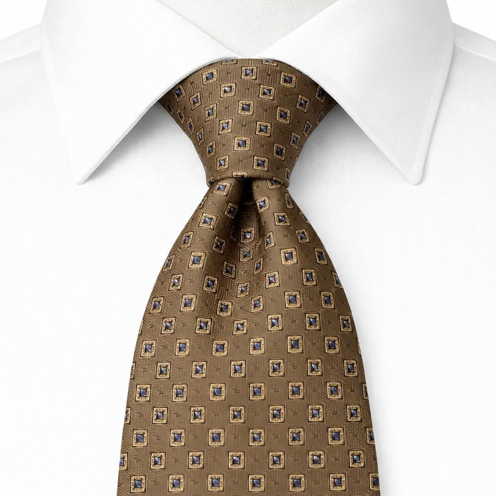 Brooks Brothers Makers 100% Silk Geometric Brown Tie - Preowned